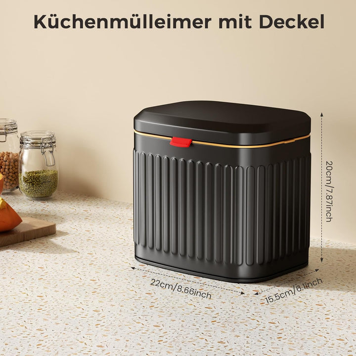 Edelstahl Komposteimer für Küche, Mülleimer zum Aufhängen mit Deckel, 4L Küchen-Kompostbehälter für