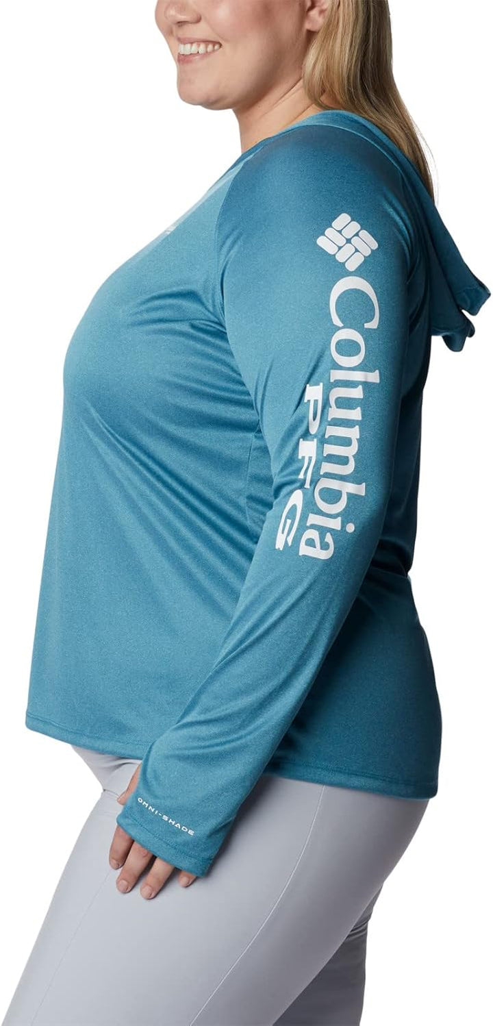 Columbia Damen Tidal Tee Heather Hoodie Kapuzen-Sweatshirt, Deep Marine Heather/White Logo