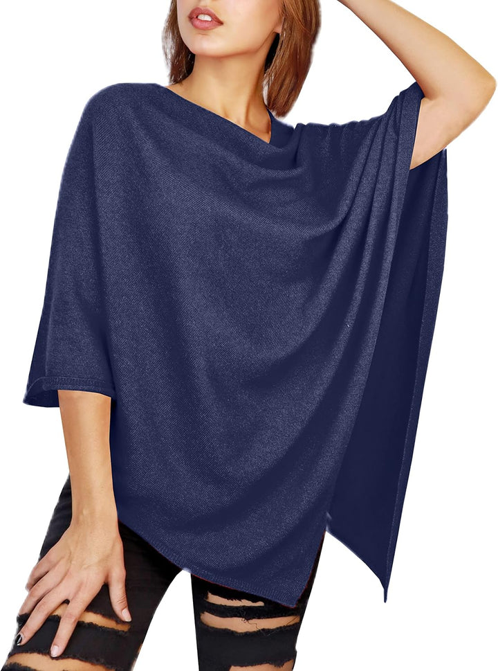 JOPHY & CO. Damen-Poncho aus Kaschmir-Mischung S Dunkelblau, S Dunkelblau