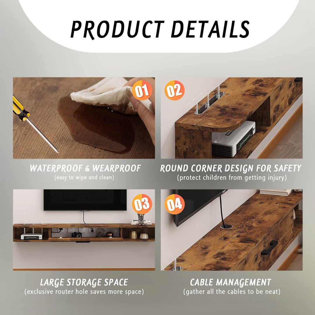 Pmnianhua TV Board Hängend, TV-Schrank TV-Board Lowboard, TV-Bank Fernsehschrank, Multimedia Wandreg