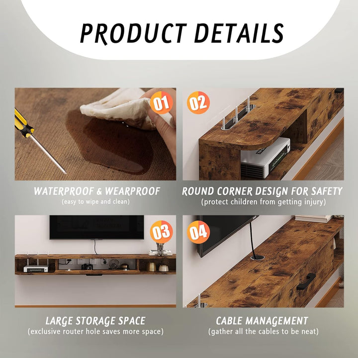 Pmnianhua TV Board Hängend, TV-Schrank TV-Board Lowboard, TV-Bank Fernsehschrank, Multimedia Wandreg