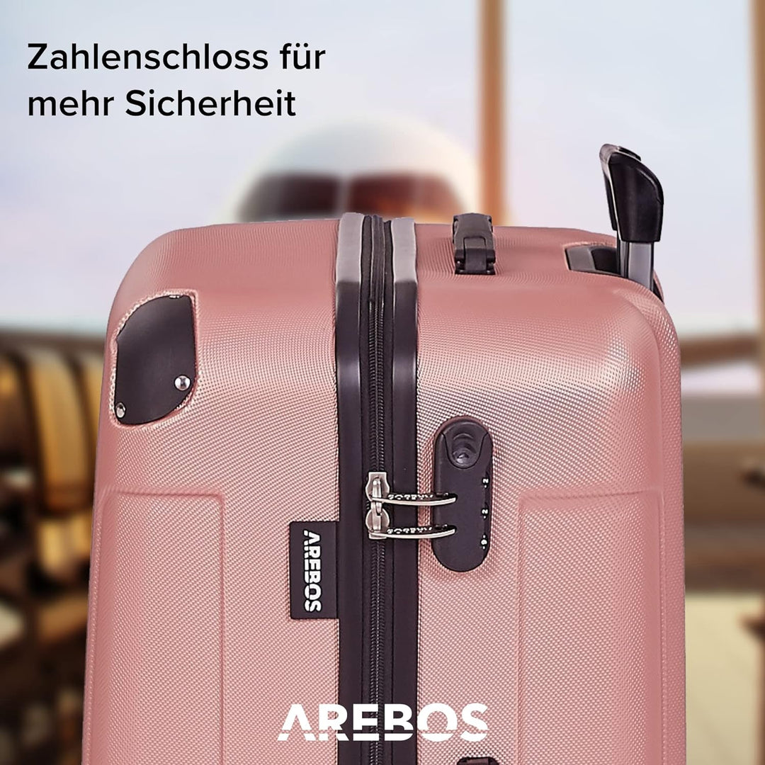 Arebos Reisekoffer 3er Set I ABS-Hartschale I Trolley Kofferset I Teleskopgriff I Inkl. Reissverschl