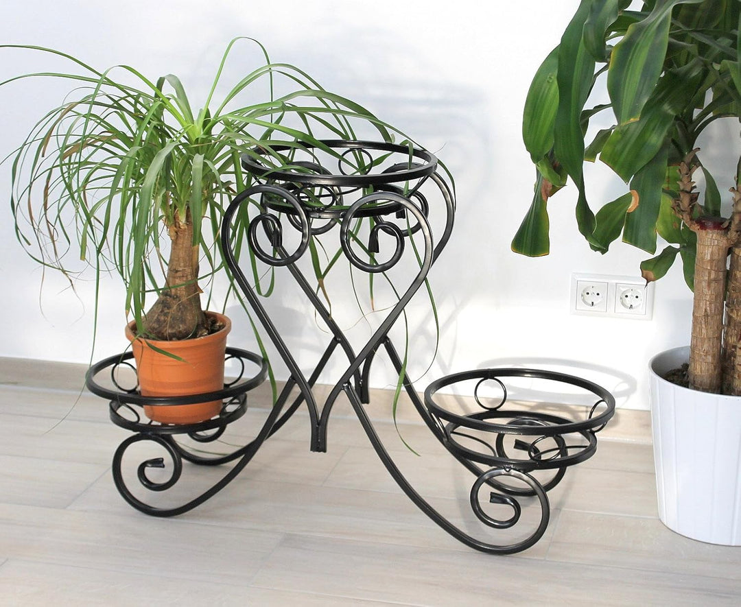 DanDiBo Blumentreppe Metall Schwarz 89 cm Blumenständer mit 3 Ablagen KW403 Blumensäule Pflanzsäule