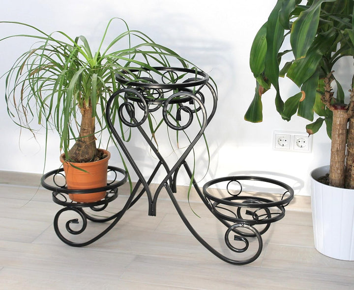 DanDiBo Blumentreppe Metall Schwarz 89 cm Blumenständer mit 3 Ablagen KW403 Blumensäule Pflanzsäule