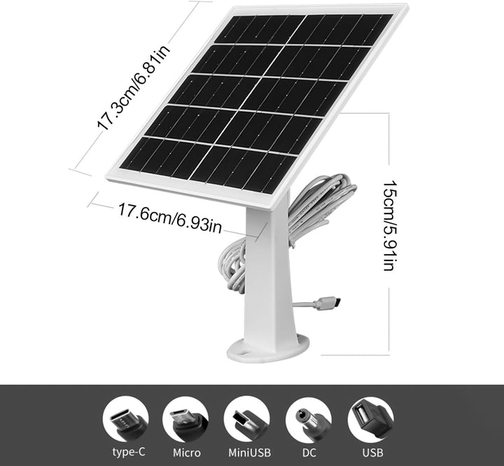 Monokristalline Solarmodule 3.6W/6W/8W Solarpanel Für Akku Überwachungskamera Aussen, Type-C Solarmo