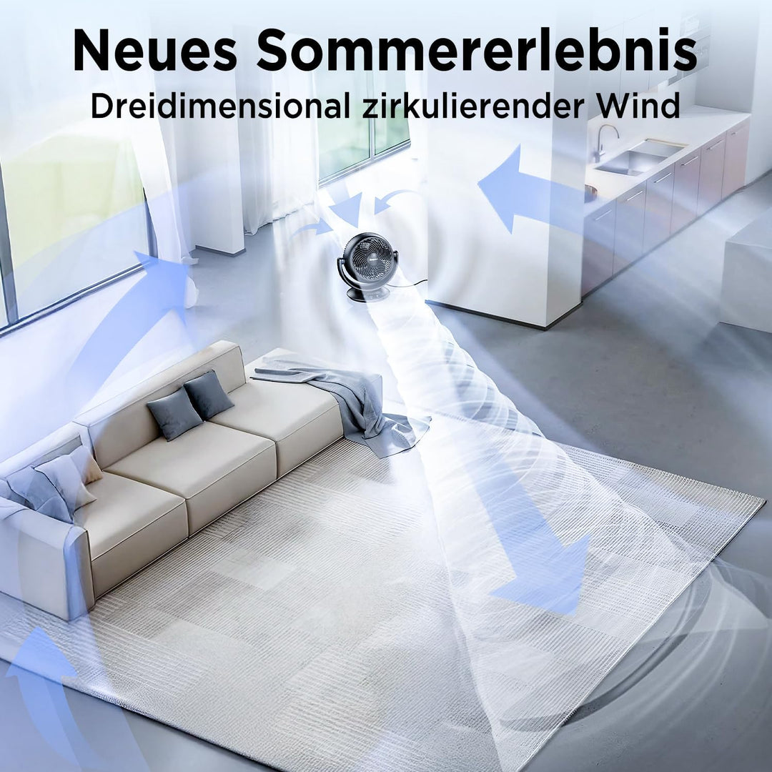 EasyAcc Ventilator Leise, 25dB Tischventilator sehr Leise, 90° Auto-Oszillation Horizontal und Verti