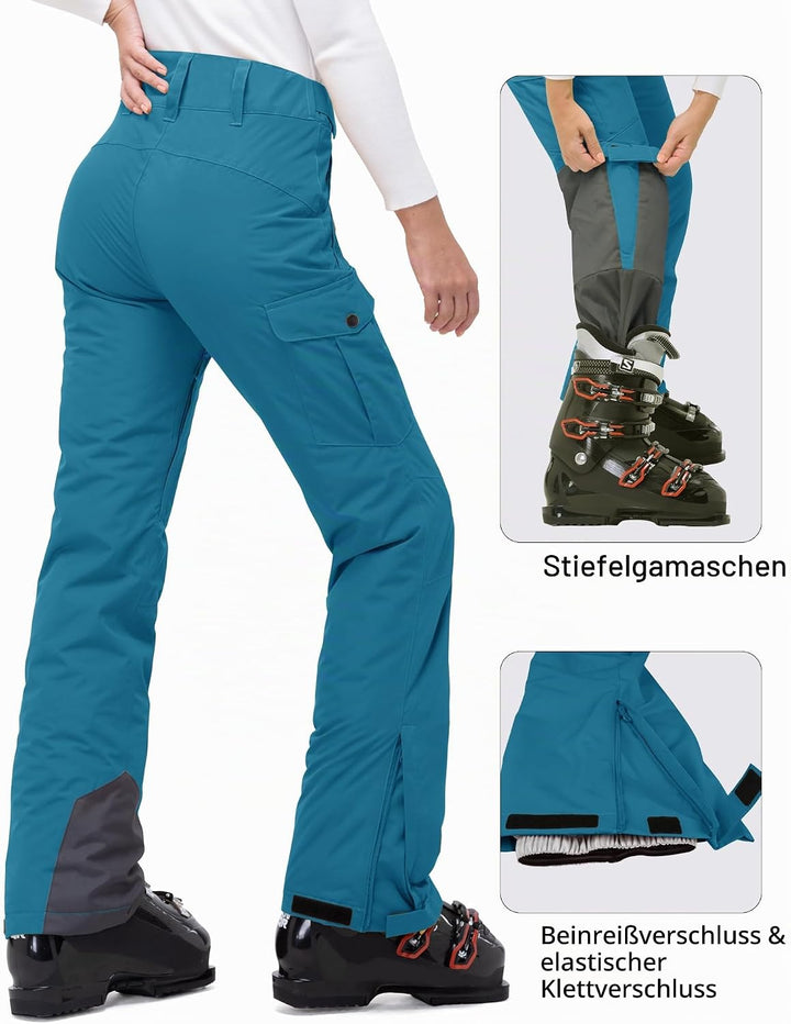 33,000ft Damen Skihose Outdoorhose Wasserdicht Winddichte Softshellhose Warme Gefütterte Thermohose