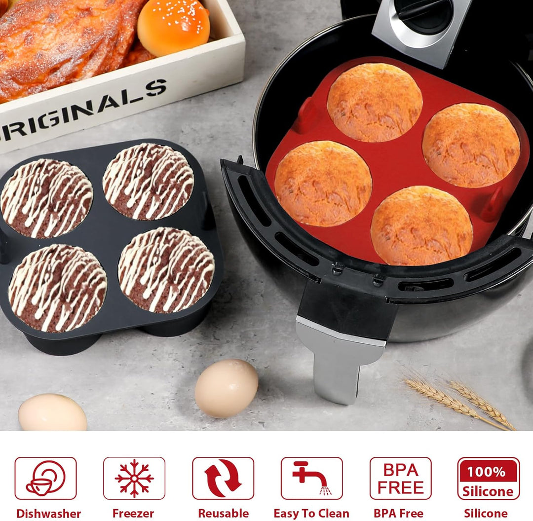 webake Gross Muffinform Silikonform für Heissluftfritteuse 2 Stück 8cm Air Fryer Silikon Muffin Form