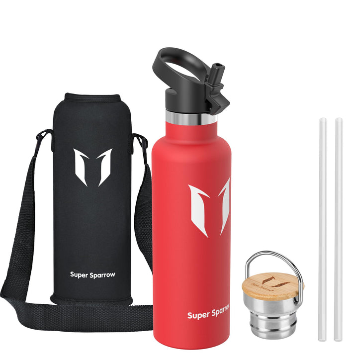 Super Sparrow Trinkflasche Edelstahl - 350ml/500ml/620ml/750ml/1L - Auslaufsicher Thermoskanne, BPA-