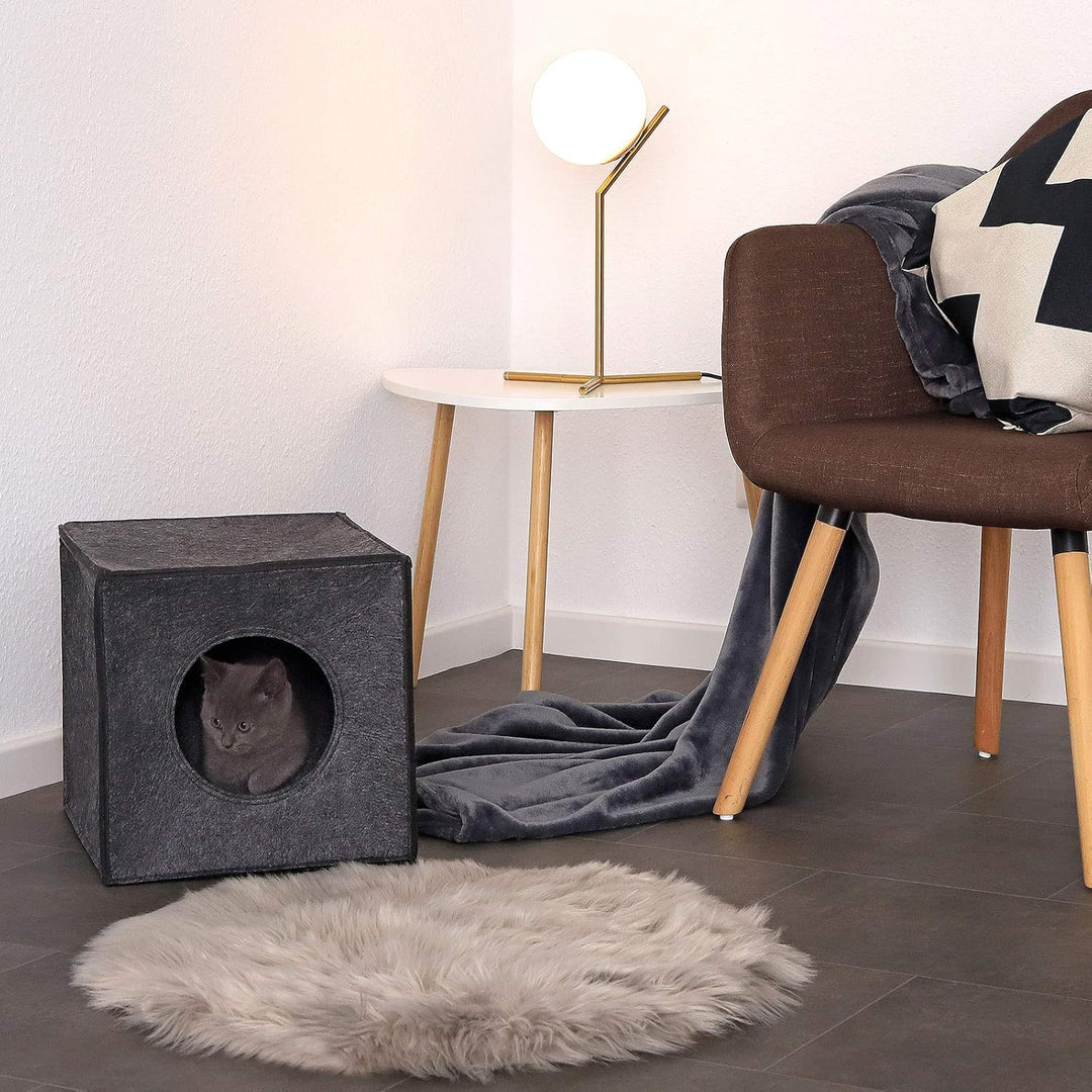 lionto Katzenhöhle aus stabilem Filz passend für Kallax Regale & andere Regalsysteme, 33x37x33 cm, K