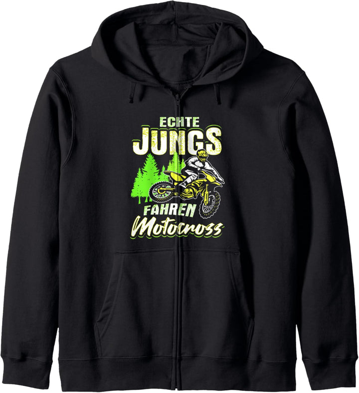 Echte Jungs Fahren Motocross Kinder Motorrad Dirt Bike Biker Kapuzenjacke