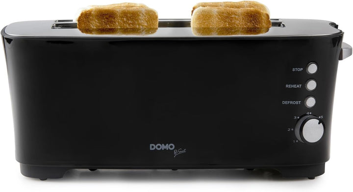 DOMO DO961T Toaster, Edelstahl rostfrei, Schwarz
