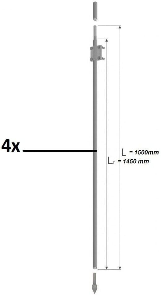 Tiefenerder Erder Erdung Staberder feuerverzinkt Ø20mm 1500mm 1,5m SET Längenauswahl (SET 6000mm 4x1