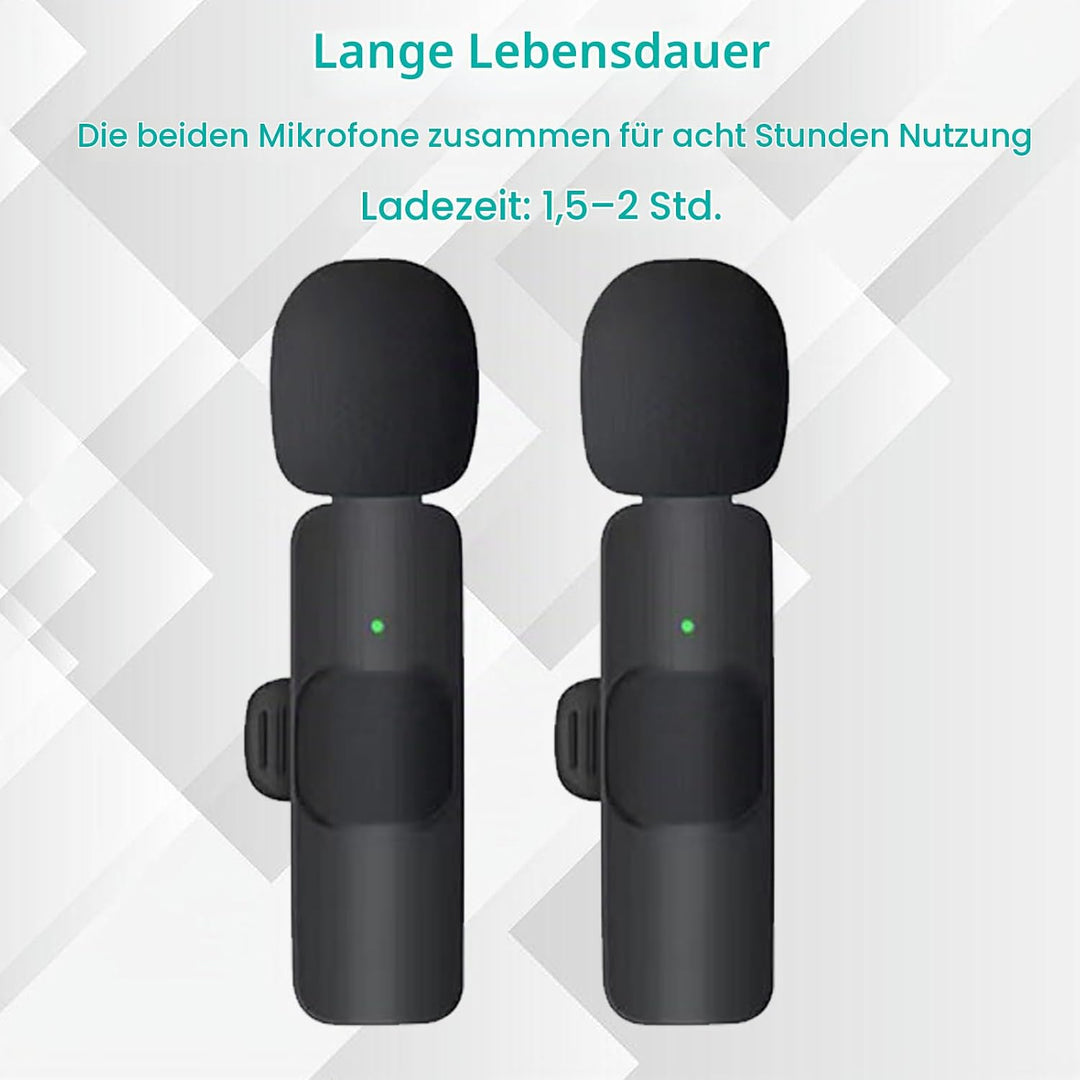 Kabelloses Mikrofon Ansteckmikrofon Kabellos für iPhone/Android/PC, Microphone Lavalier Kabellos Min