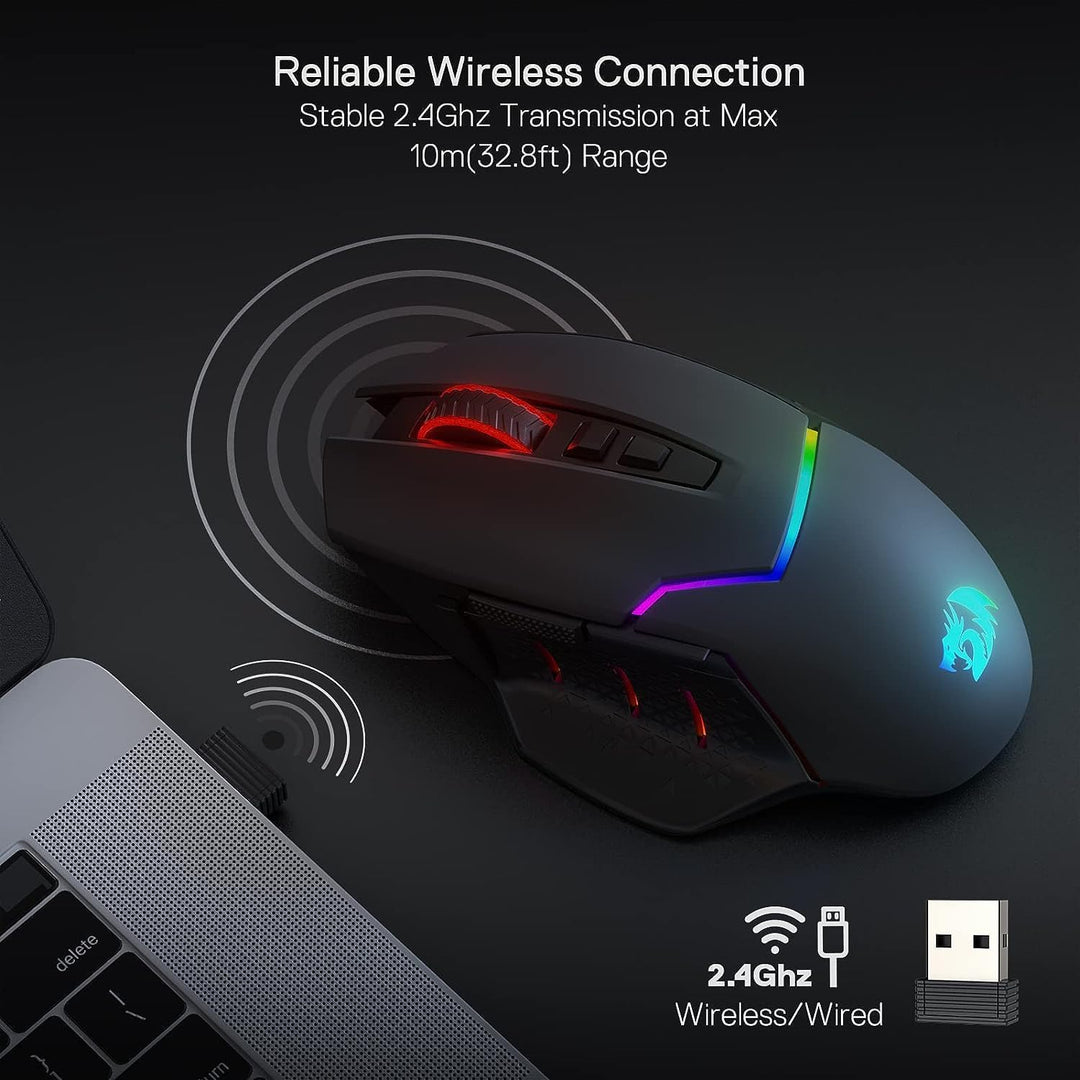 Redragon M690 PRO Kabellose Gaming-Maus, 8000 DPI kabelgebundene/kabellose Gaming-Maus mit Schnellfe