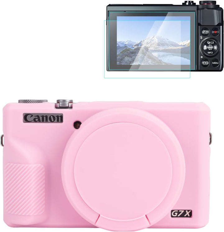 Rieibi Silikon-Schutzhülle für Canon G7X Mark III Hülle, G7X Mark III Zubehör mit 2 Stück Displaysch