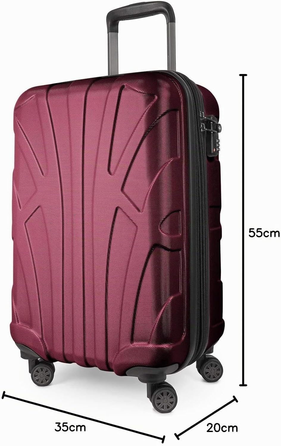 suitline Handgepäck Hartschalen-Koffer Koffer Trolley Rollkoffer Reisekoffer, TSA, 55 cm, ca. 34 Lit