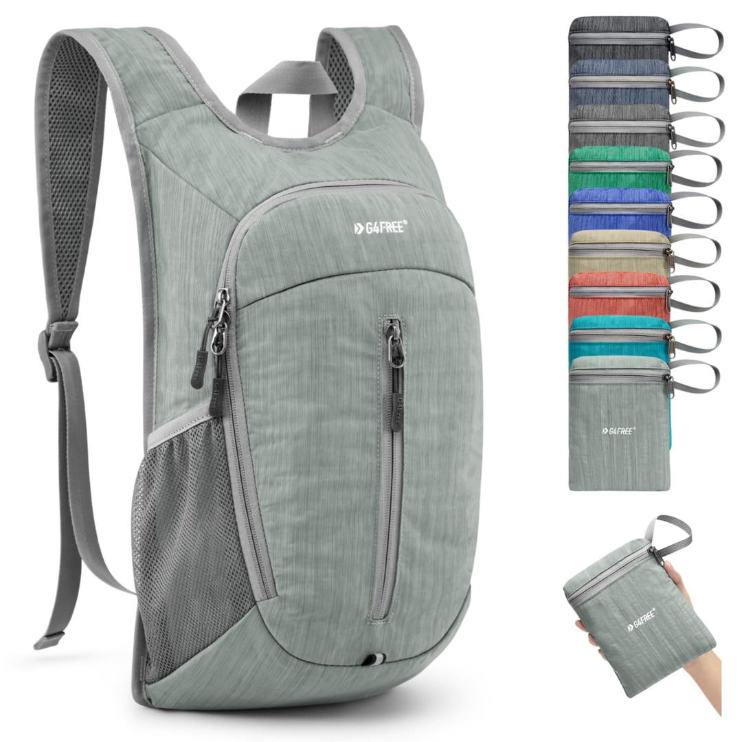 G4Free Wanderrucksack, 10 l, klein, für Reisen, Wandern, Tagesrucksack, leicht, verstaubar Grau 10L,