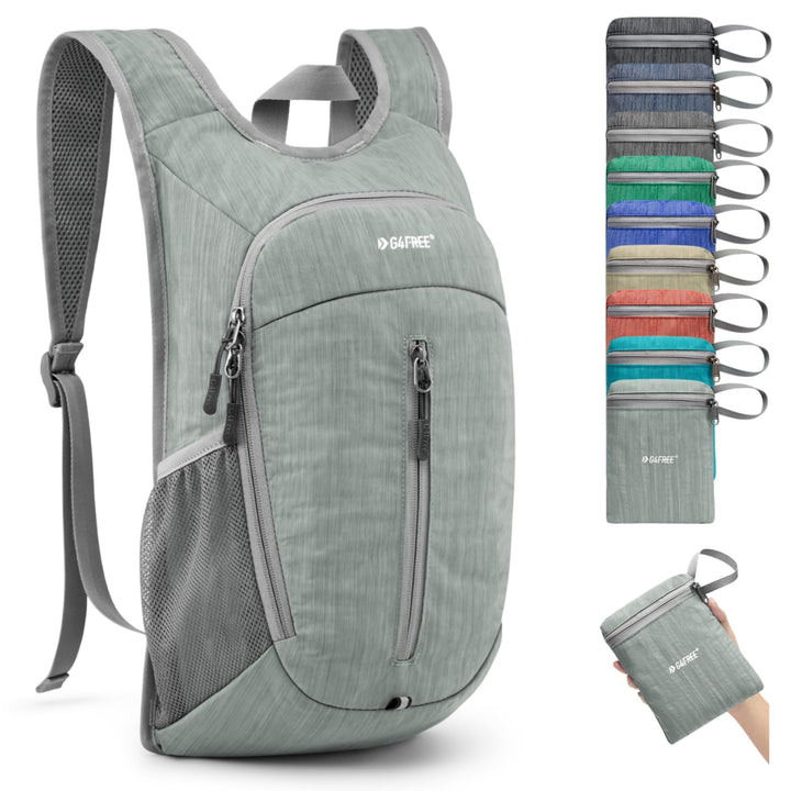 G4Free Wanderrucksack, 10 l, klein, für Reisen, Wandern, Tagesrucksack, leicht, verstaubar Grau 10L,