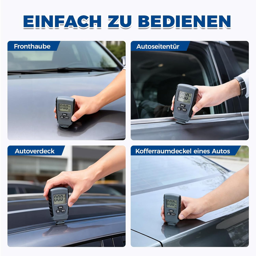 Lackmessgerät Auto, Lackdickenmessgerät für Auto, Lackschichtdickenmessgerät KFZ mit LCD-Display und