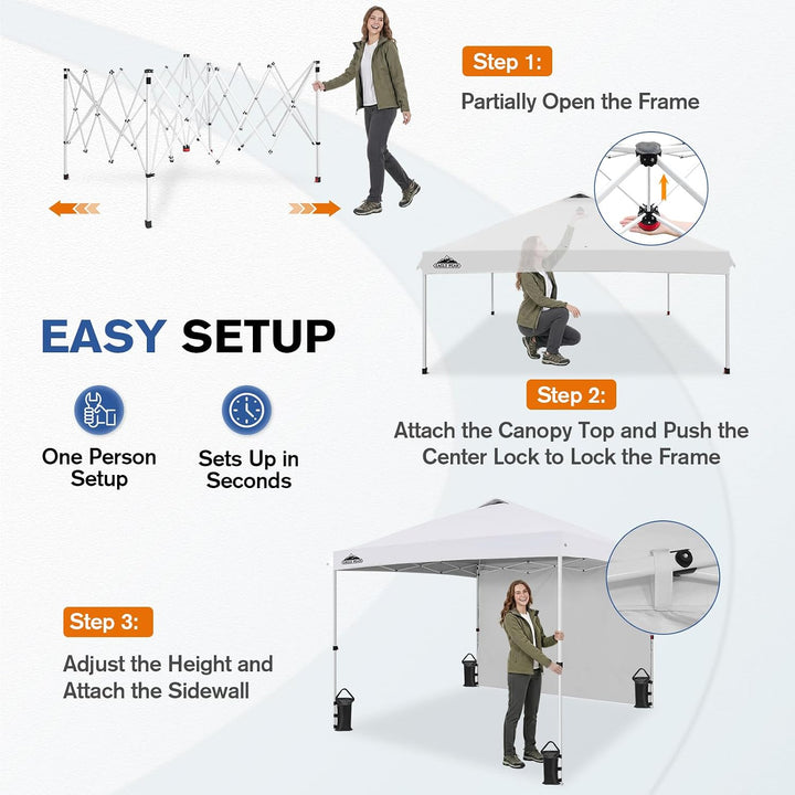 EAGLE PEAK 3x3m Pop Up Baldachin mit 1 Seitenwand, einfaches Setup Event Zelt, Sonnenschutz im Freie