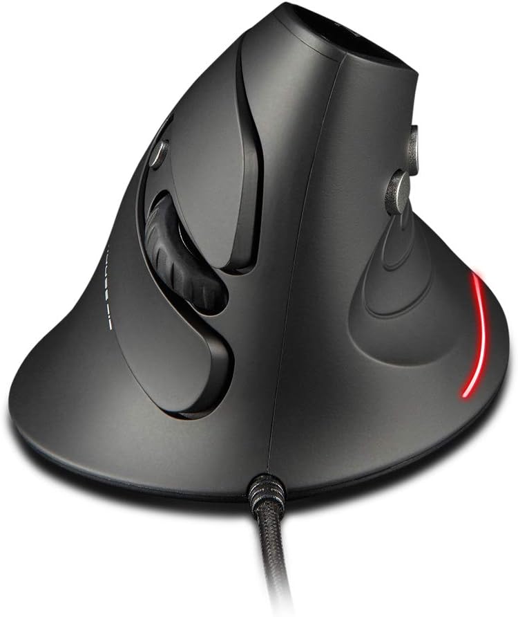 zelotes Vertikale Maus mit Kabel, ergonomisches Design, USB-LED-Maus mit 6 Tasten und 4 einstellbare