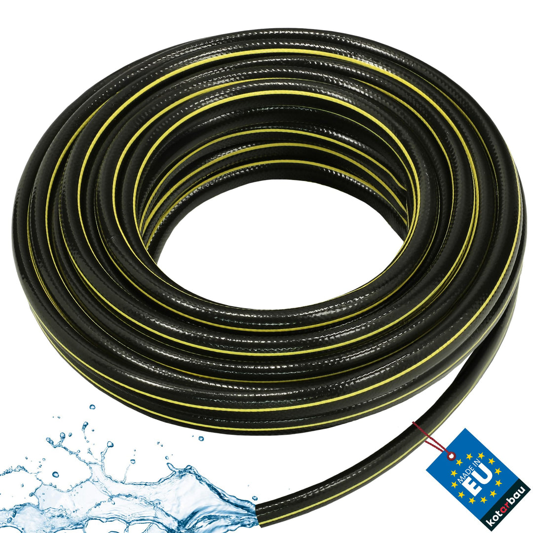 KOTARBAU® Gartenschlauch 3/4" 20m 4-lagig Verstärkt Schwarz-Gelb Professionell zum Giessen von Pflan