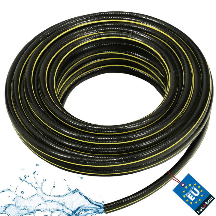 KOTARBAU® Gartenschlauch 3/4" 20m 4-lagig Verstärkt Schwarz-Gelb Professionell zum Giessen von Pflan