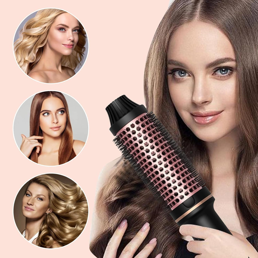 Thermal Brush, 3 IN 1 Lockenbürste Wärmebürste, 38 mm Volumen Haar Kamm, Thermobürste Rundbürste 120