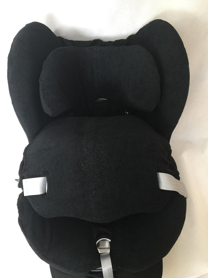 Sommerbezug Schonbezug für Cybex Sirona und Sirona plus Frottee 100% Baumwolle schwarz + Bezug für d