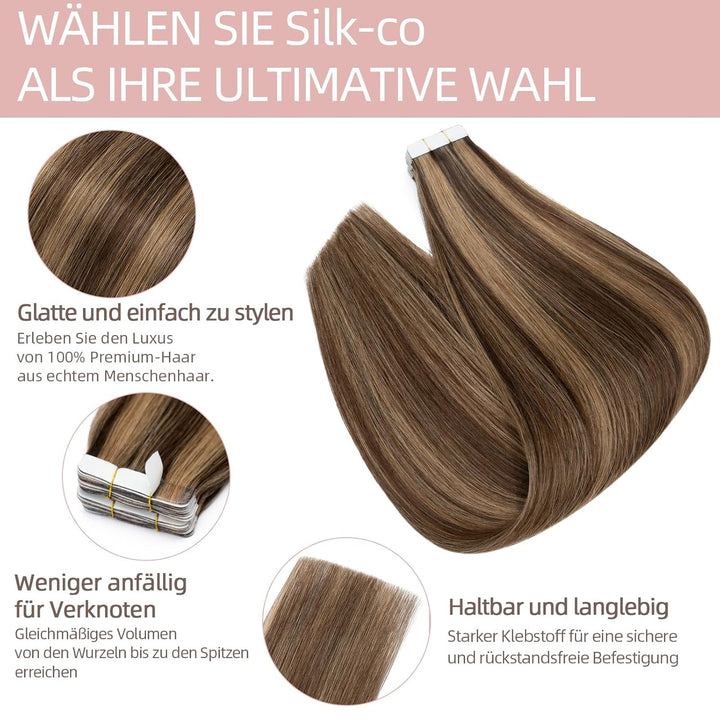 Silk-co Tape in Extensions Echthaar 20stk, leicht Version Tape Extensions Echthaar, Remy Haarextensi