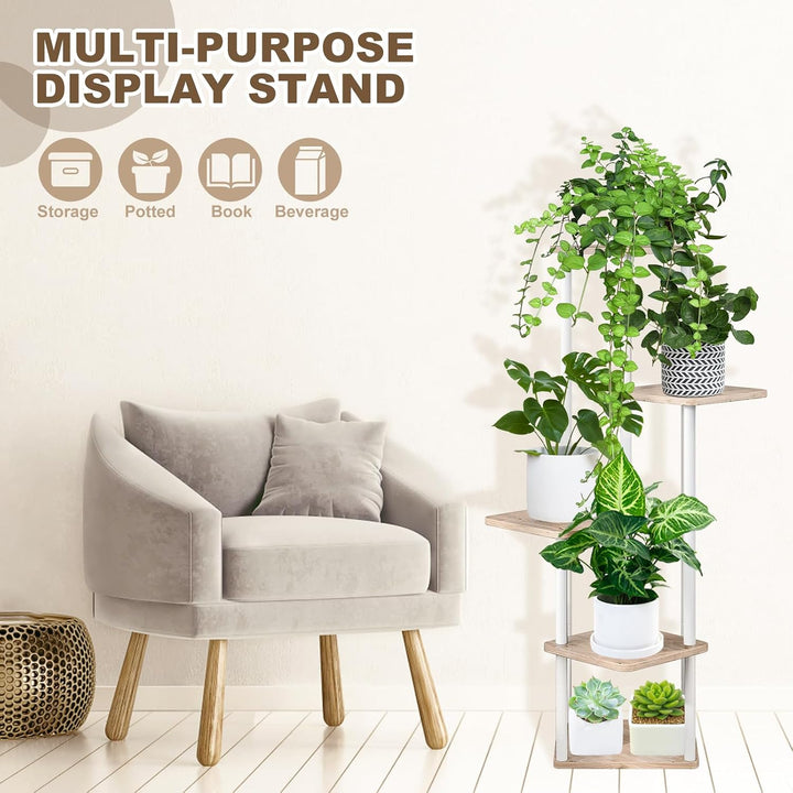 5-Tier Hölzern Blumenregal Pflanzenregal, Mehrstöckig Blumenständer Pflanzenständer Blumenbank Blume