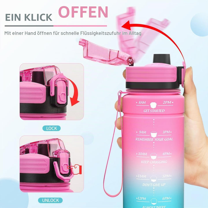 Niggeey Sport Trinkflasche 500ml, 700ml, 1L, 1,5L Trinkflasche Kinder Auslaufsicher, BPA-frei Tritan