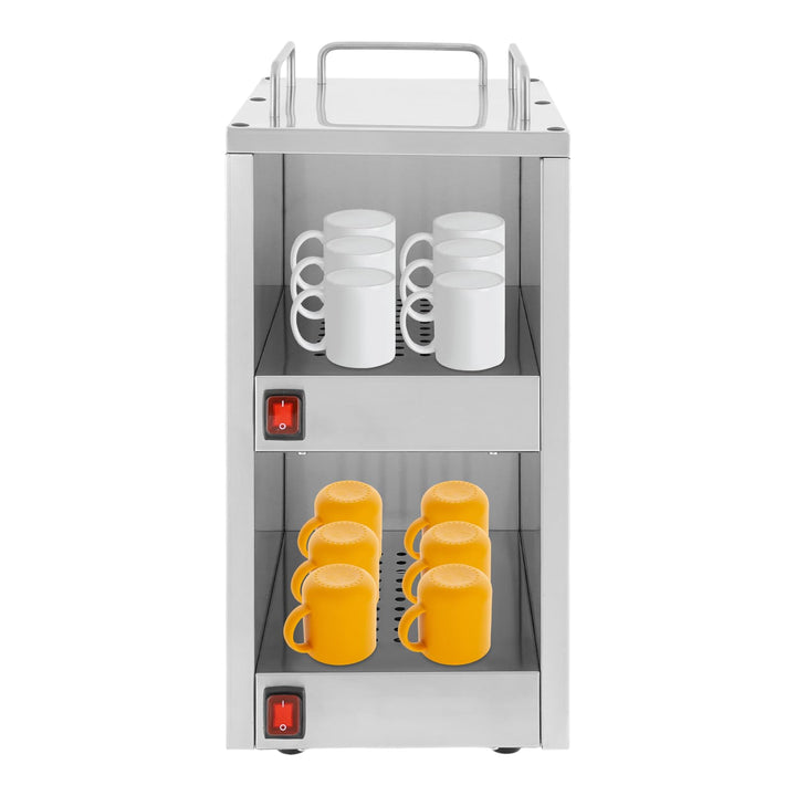 Tassenwärmeschrank Edelstahl Freistehend, Tassenwärmer-Schrank mit 2 Heizfächern &amp; 75°C (167°F), Dop