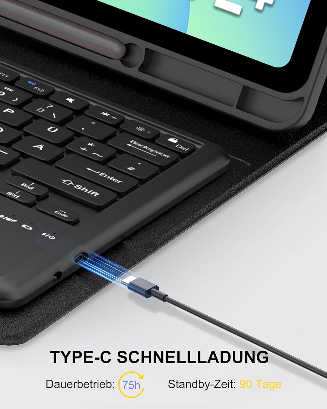 Für Galaxy Tab S10 FE+ Hülle mit Trackpad Tastatur – Deutsches QWERTZ-Layout, Präzisions-Touchpad fü