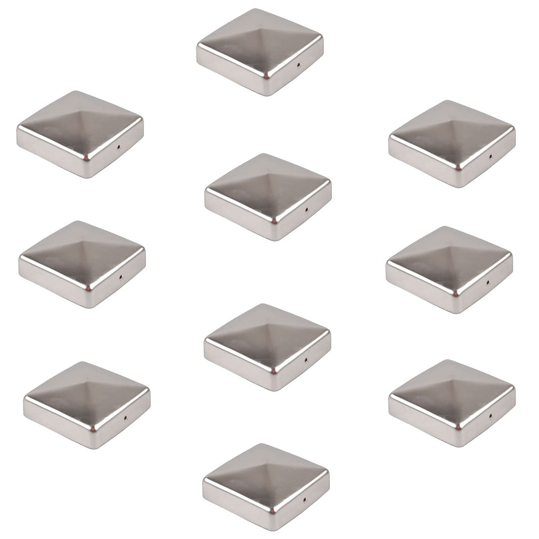Baumarktplus 10x Edelstahl Pfostenkappe Abdeckkappe für Pfosten Pyramide 91 mm 9x9 cm