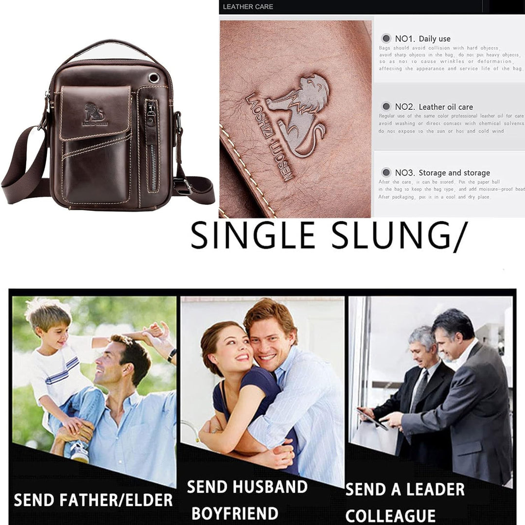 Einyniuer Herren Umhängetasche Mode Crossbody Tasche Leder Schultertasche Herrentasche Vintage für A
