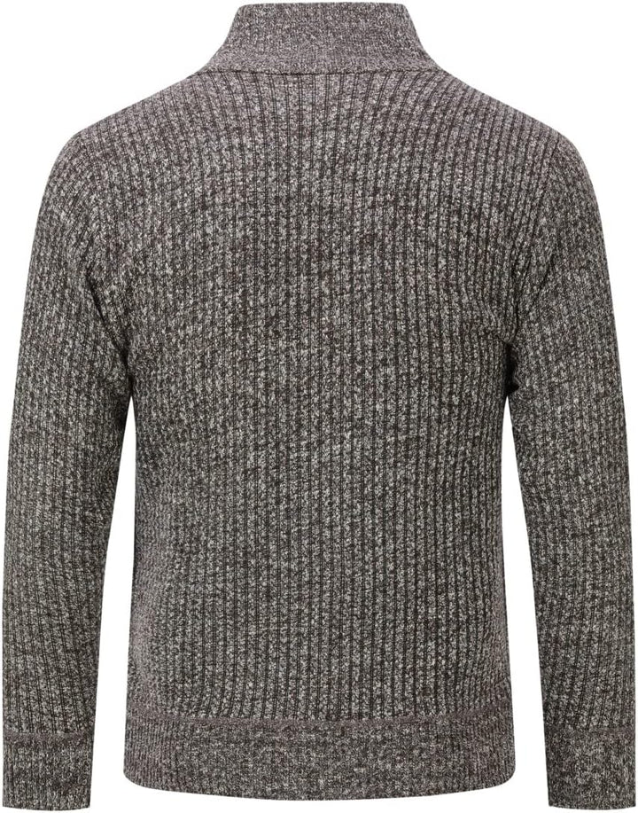 YOUTHUP Herren Strickjacke mit Stehkragen Fleecejacke Warm Übergangsjacke Reissverschluss Pullover M