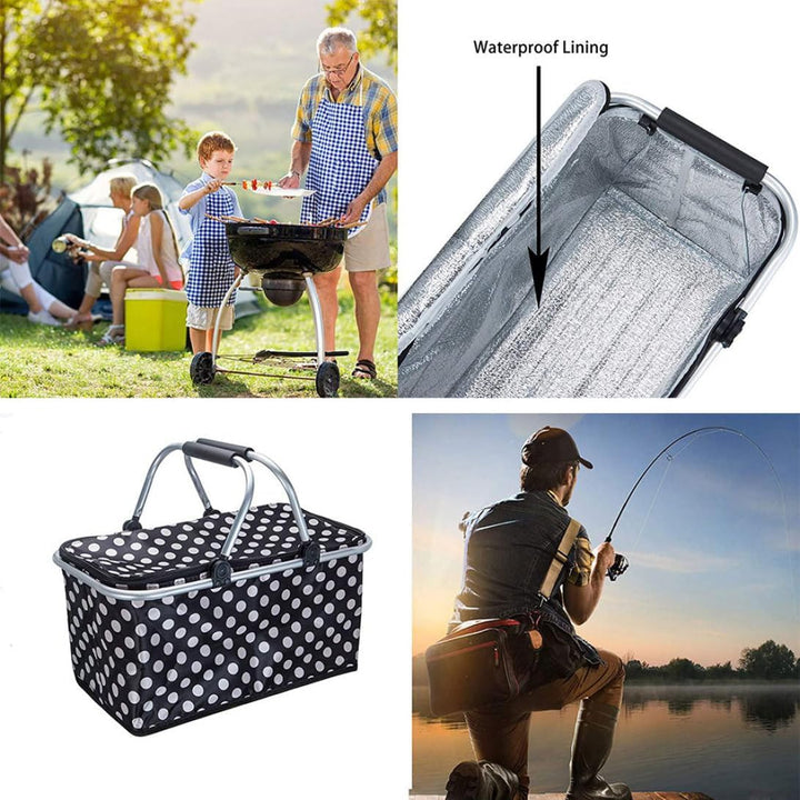 Isotherme Lunchtasche, Picknickkorb, tragbar, faltbar, Oxford-Stoff, grosses Fassungsvermögen, isoli
