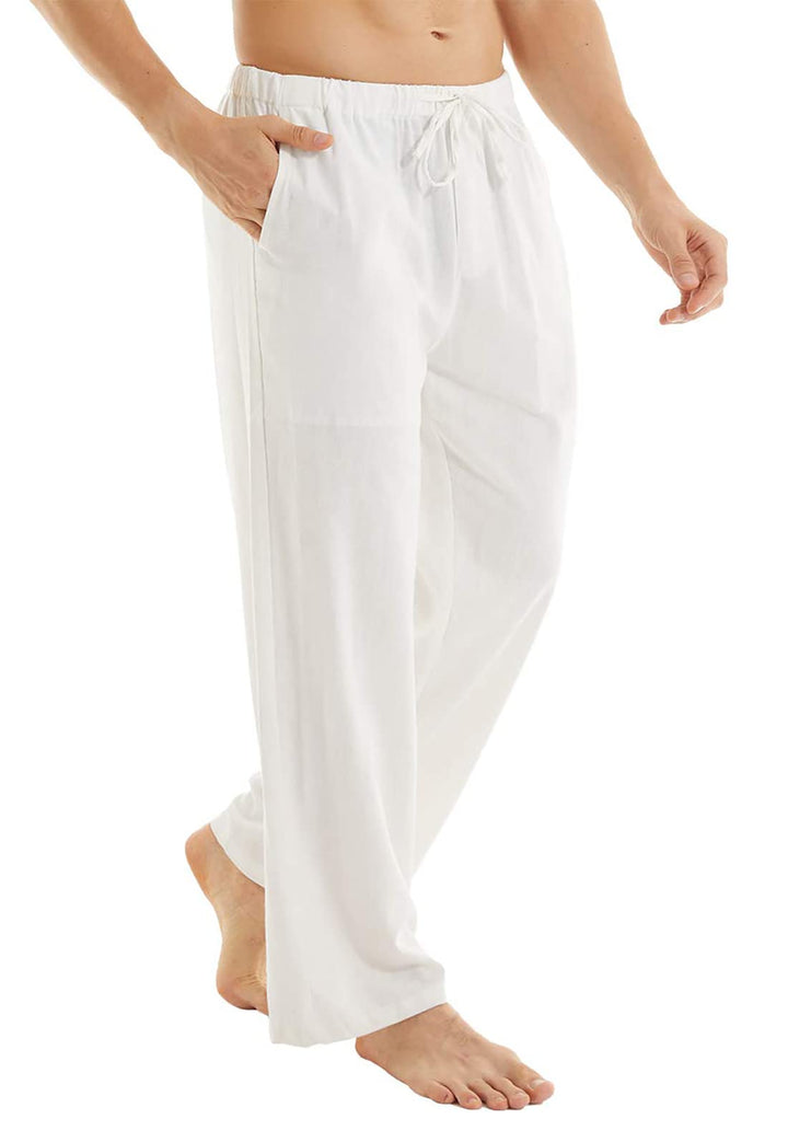 YuKaiChen Herren Leinenhose Herren Lang Sommerhose Weit Leicht Loose Fit Freizeithose Yoga Urlaub St