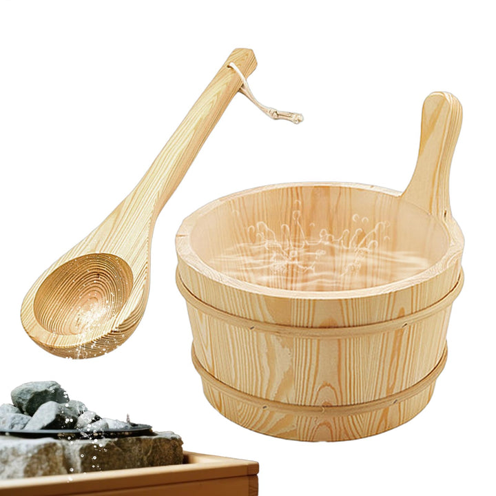 Sauna Set | Holz Saunaeimer | Dichte Holz Dusche Zubehör 4L Fassungsvermögen Badeutensilien für Wohn