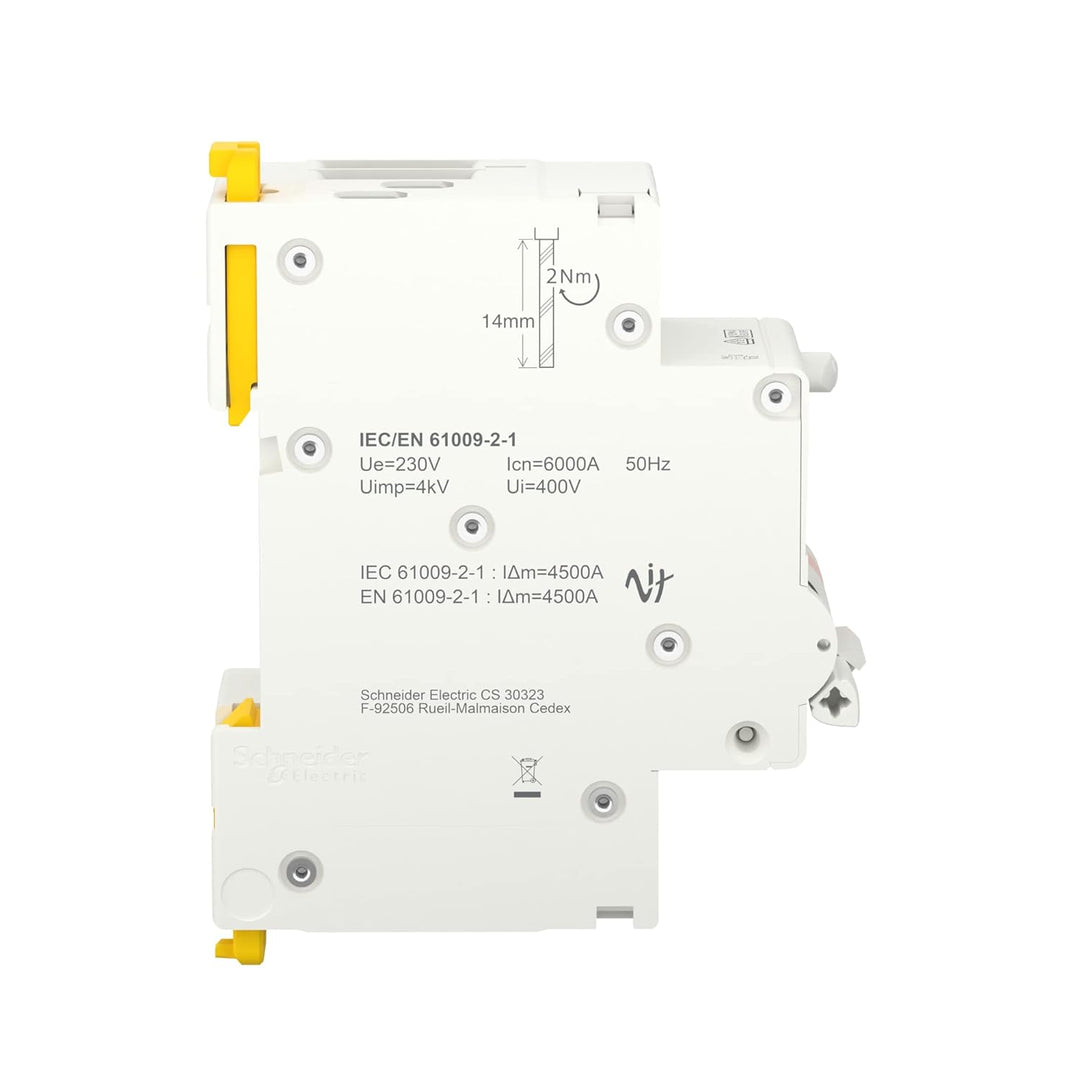 Schneider Electric FI LS RESI9 1P+N 16A B 30MA TYP A 6KA, R9D01616, Grau Ausschaltevermögen 6kA Nenn