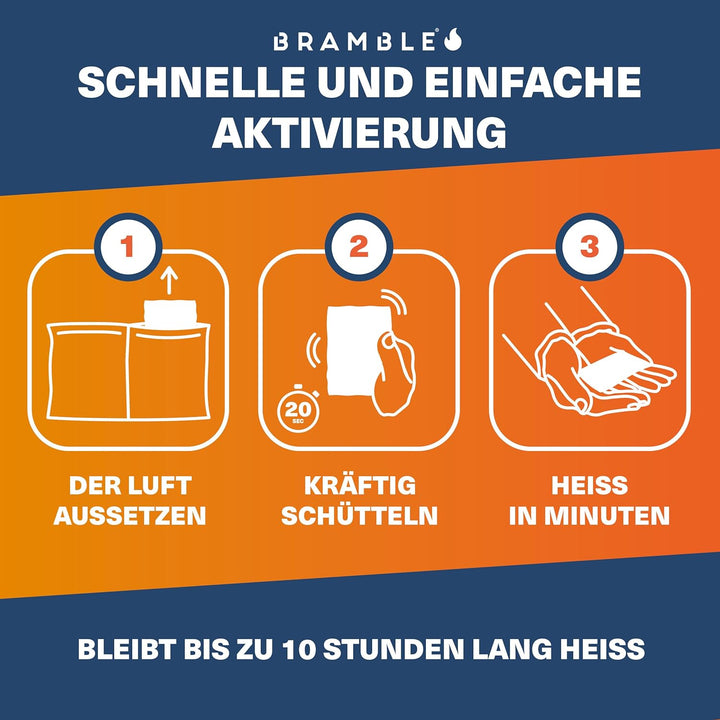 Bramble - Luftaktivierte Handwärmer - 100% Natürlich - Taschenwärmer für Outdoor, Wandern, Golf, Fus