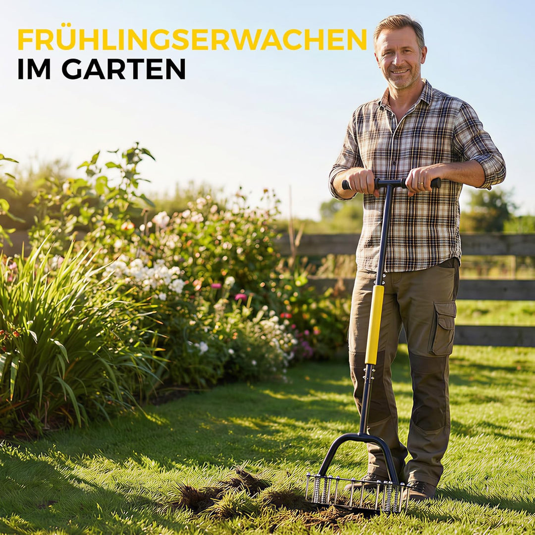 Rasenbelüfter mit 15 Zinken, Aerifizierer Manuelle Vertikutierung, Bodenbelüfter für Rasen, Spike Me