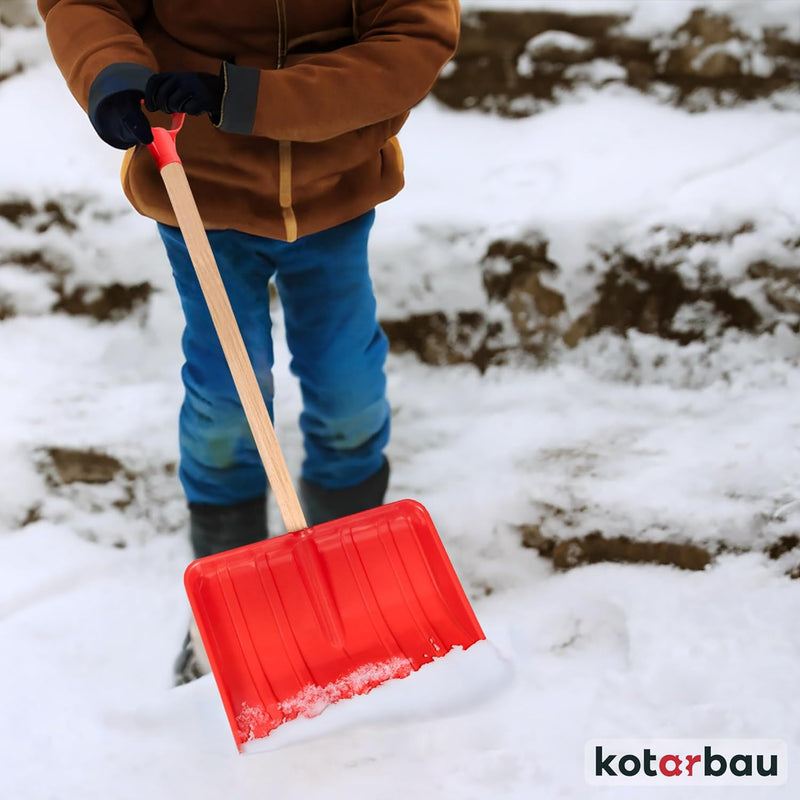 KOTARBAU® Schneeschaufel Kinder-Schneeschaufel Kinder Schneeschieber Kinderschaufel Holz Stiel mit G