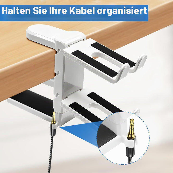 Yiomxhi 2 in 1 Kopfhörer Ständer Controller Halter, 360° Drehbar Headset Halterung Tisch mit Kabel O