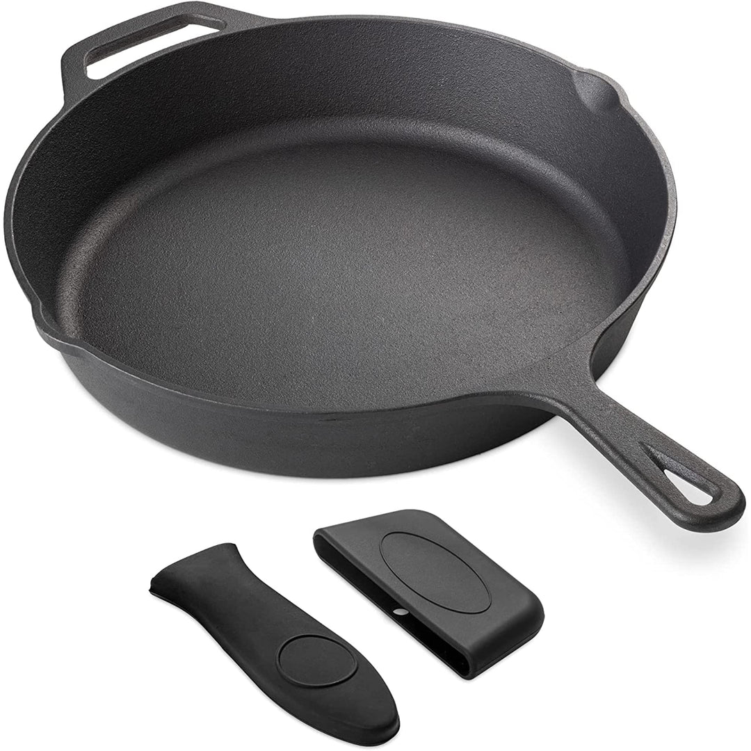 Navaris Gusseisenpfanne - 30cm Eingebrannte Pfanne Gusseisen Induktion - Emailliert - Cast Iron Pan,