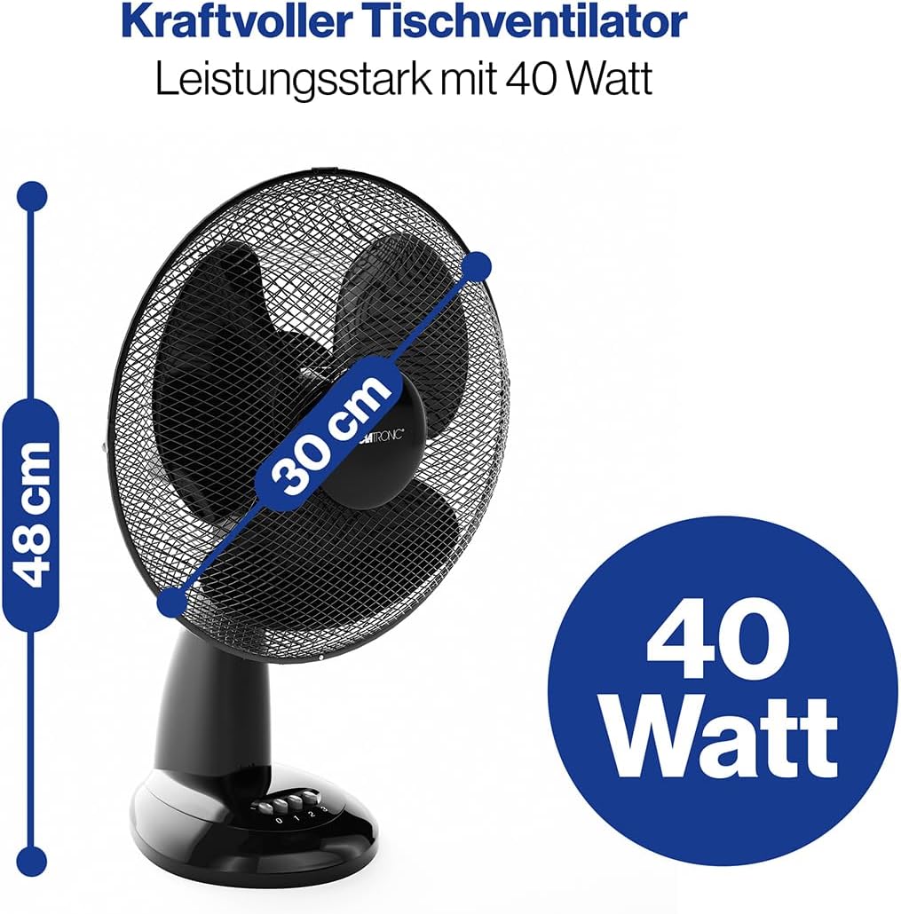 Clatronic Ventilator für Tisch/Tischventilator VL 3602; Mini-Fan für Schlafzimmer, Büro, Wohnmobil;