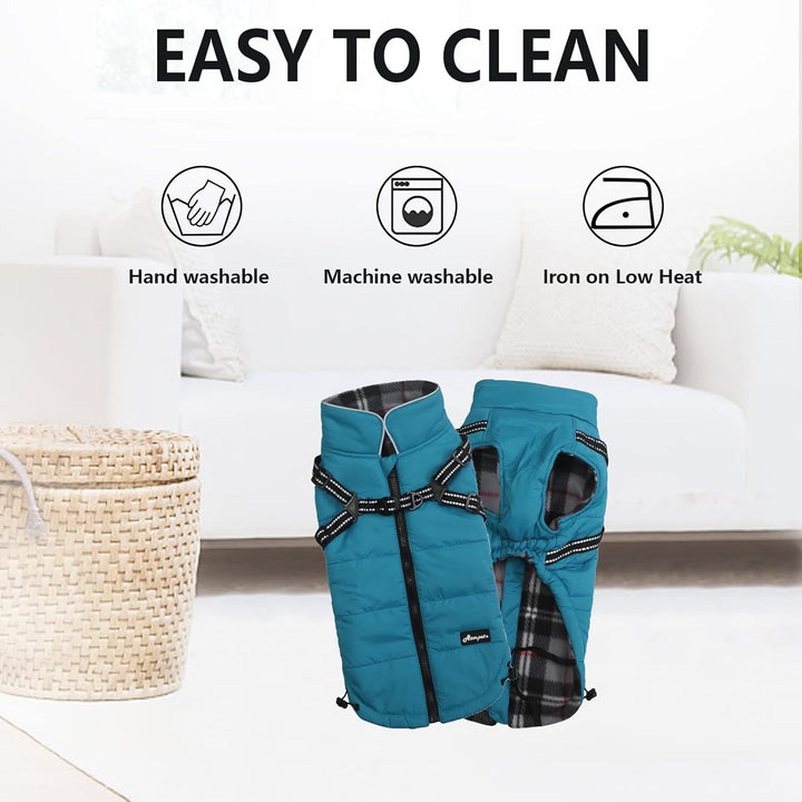MOREZI Winterhundejacke, wasserdichte Aussenschicht, Fleecefutter, Rückenreissverschluss-Design, mit
