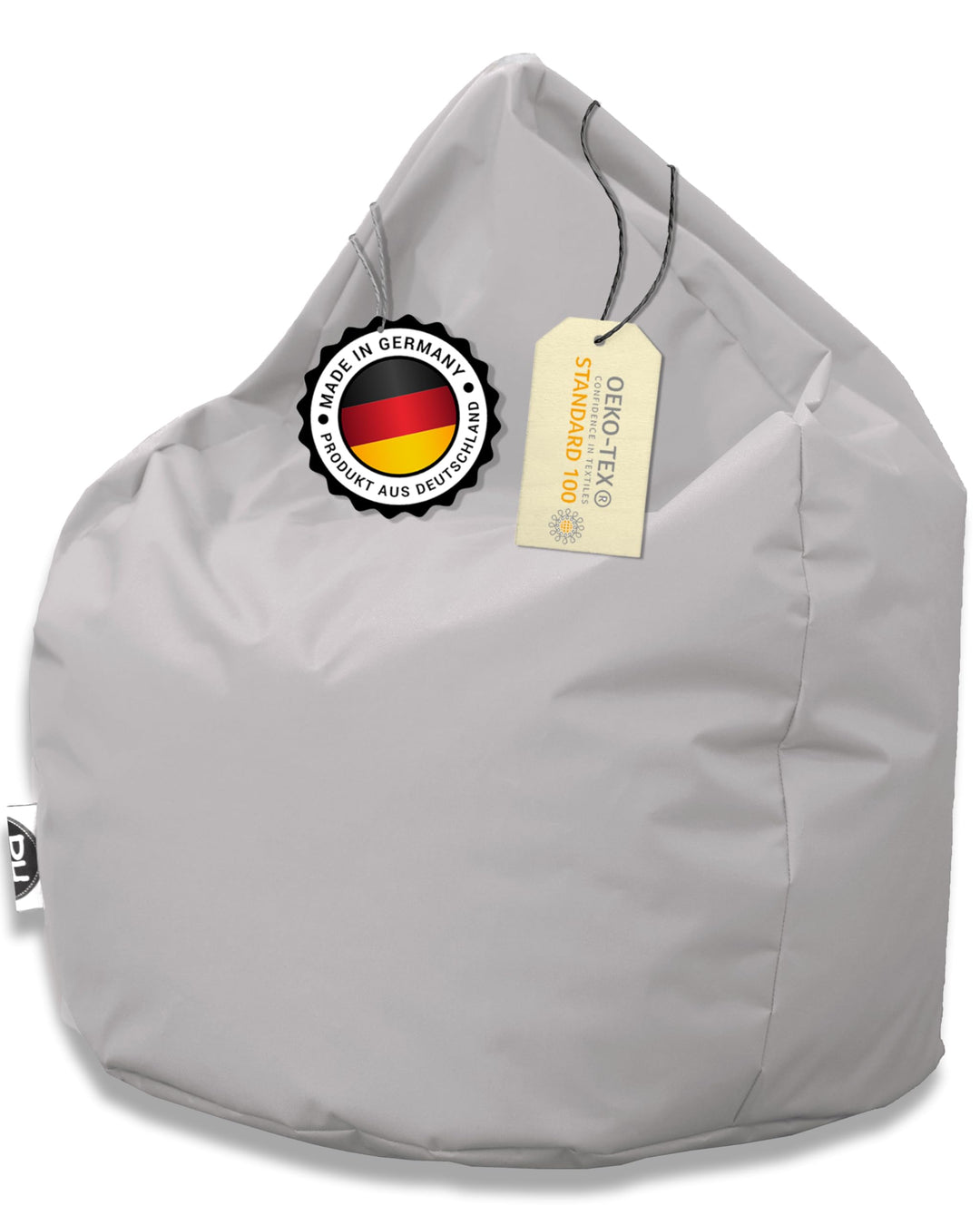 PATCH HOME Sitzsack Tropfenform - 3 Grössen - 25 Farben XXXL - 125cm, Durchmesser 105cm Grau, XXXL -